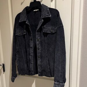 LA MIEL (s) Faded Black Corduroy Jean Jacket - oversized
